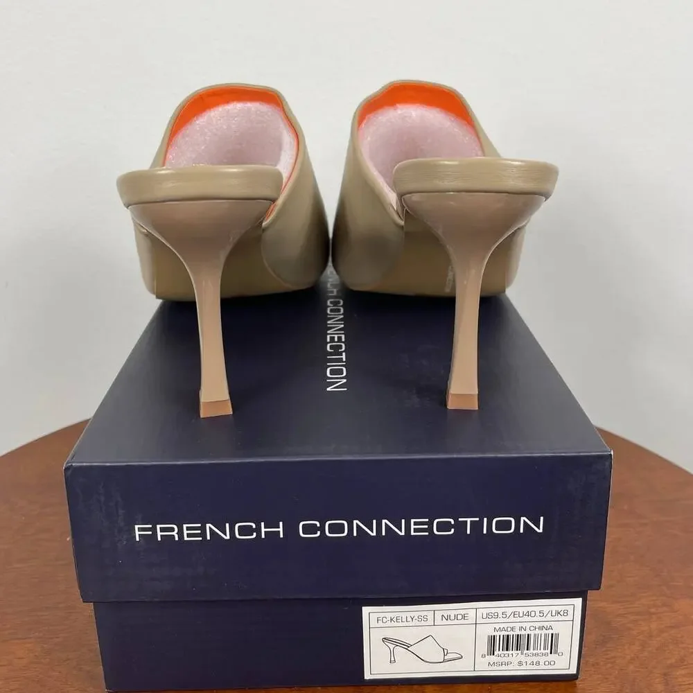 New French Connection Kelly Toe Loop High Heel Sandals in Nude Women's Size 9.5